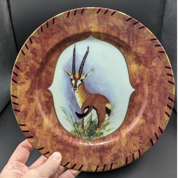 Lynn Chase Plate African Portraits Gazelle Luncheon Dinner 9 Inch Safari 1990s